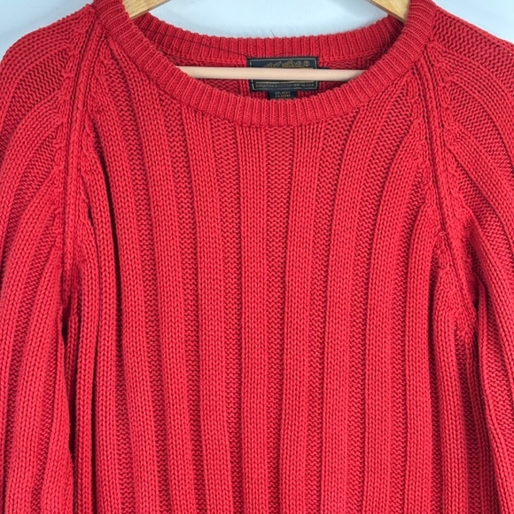 VTG 90s Eddie Bauer Red Ribbed Sweater Womens M Oversized Chunky Slouchy Retro - Picture 3 of 9